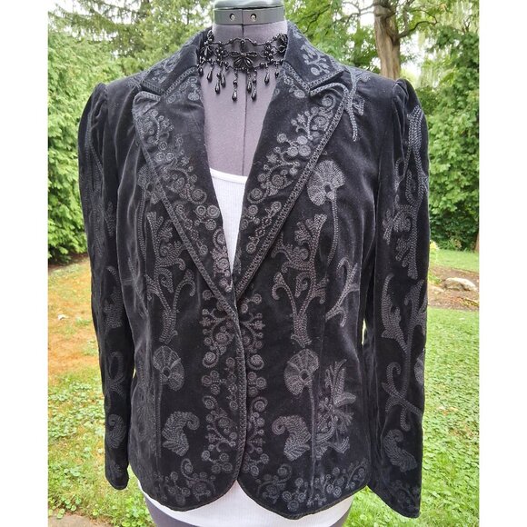 Gorgeous Velvet Embroidered Jacket Blazer Nygard Size 14 - Picture 1 of 5
